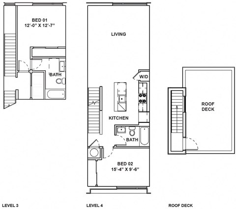 Floor plan for 2 beds, 2 baths, 1097 sqft